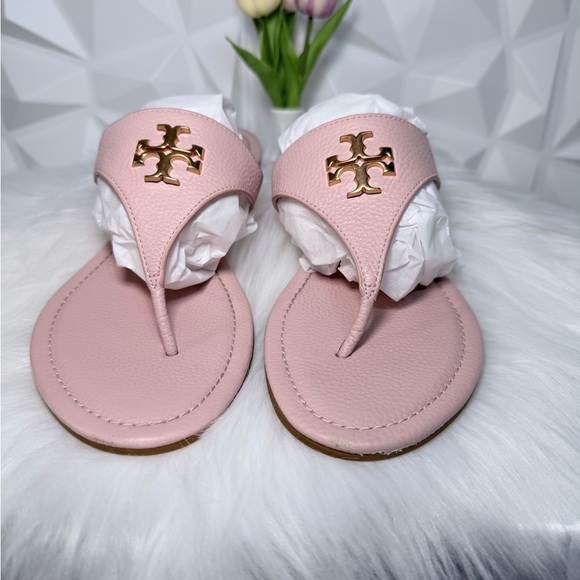 Tory Burch Shoes - Tory Burch Blush Pink Logo Thong Sandals